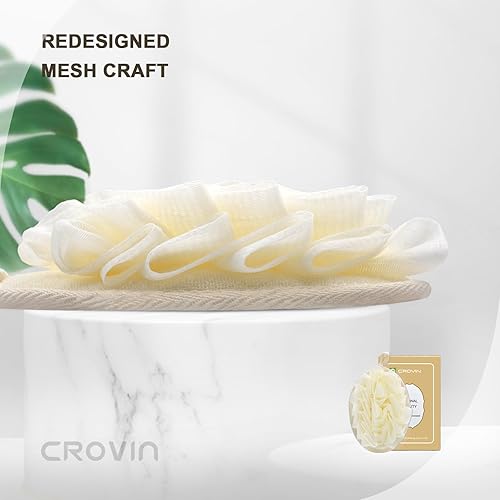 Miniatura 3 de Shower Puff 4 Pack Bath Sponge Shower Loofahs Pouf Large 7x5 Premium Exfoliating Mesh Puffs for Women and Men-Elastic Hand Strap Body Brush to