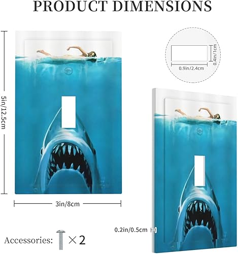 Miniatura 5 de Divertidos cubiertas de interruptor de luz de tiburón azul océano natación mujer de 1 cuadrilla, placa de pared de palanca única, placa decorativa