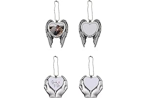 4 Unique Alloy Sublimation Angel Wing Blanks for Personalized Rearview Mirror Ornaments or Keychains
