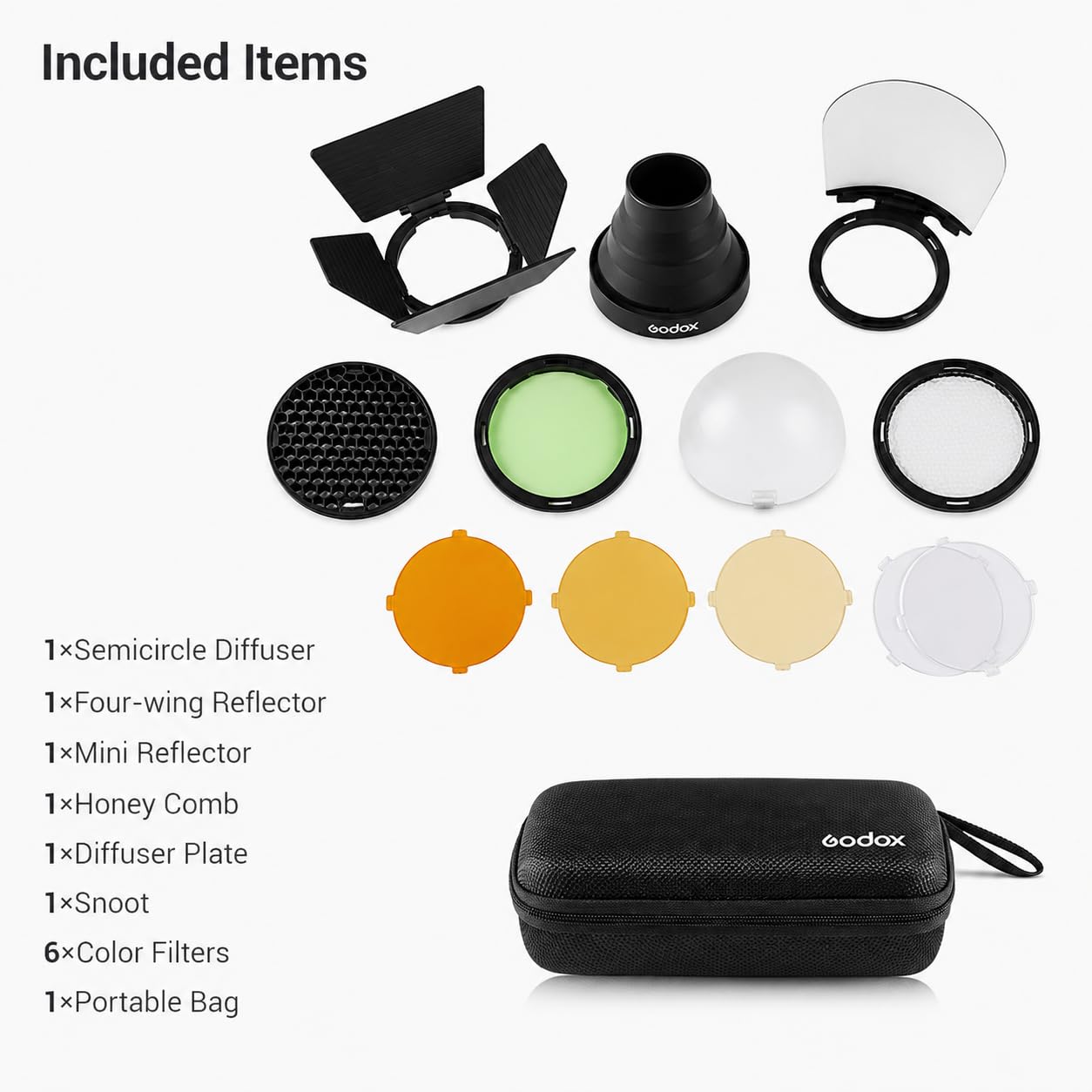 Godox AK-R1 Kit de Accesorios para Flash de Cabezal Redondo, Compatible con V1, V1 Pro, V1 Mid, V100, AD100Pro y Cabezal Redondo H200R