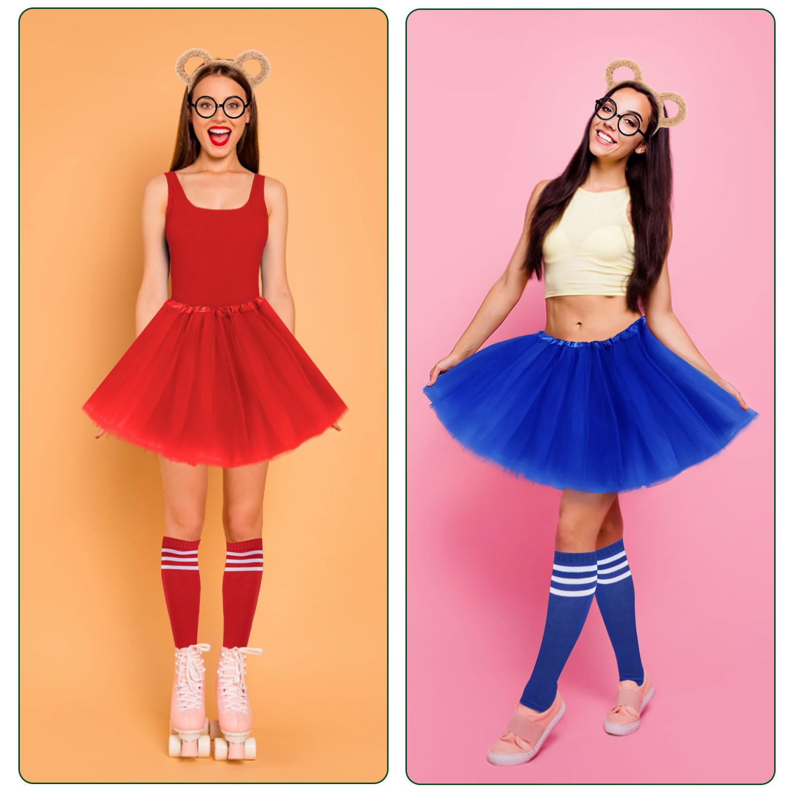 12 pezzi Animali Costumi, Animali Orecchie Cerchietto/Occhiali/Calze Alti Ginocchi/Tutù, Accessori Costume di Halloween