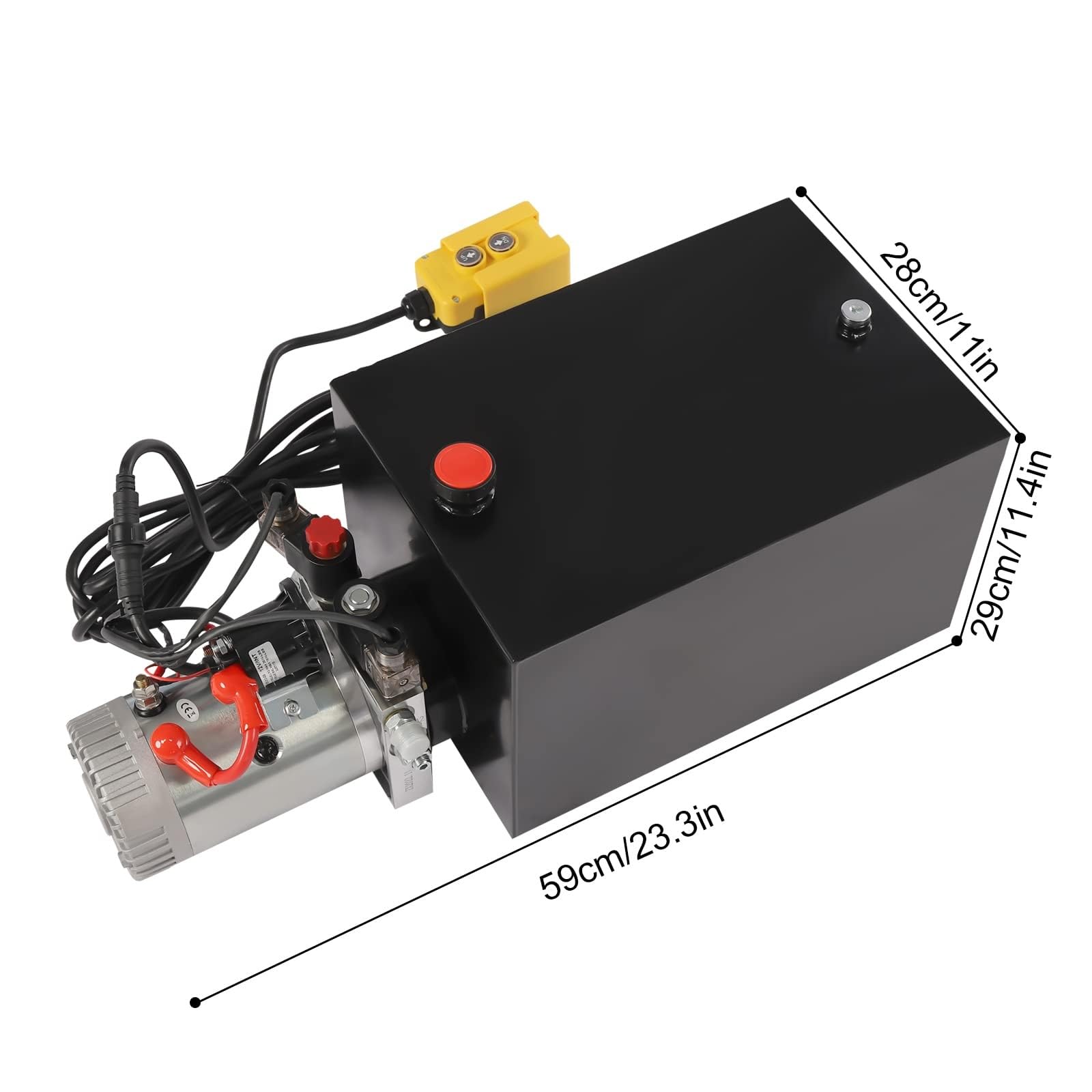 Hydraulikaggregat für Kippanhänger, 12 V Gleichstrompumpe mit Metallölbehälter, ideal zum Heben von Autos und Fernsteuerung