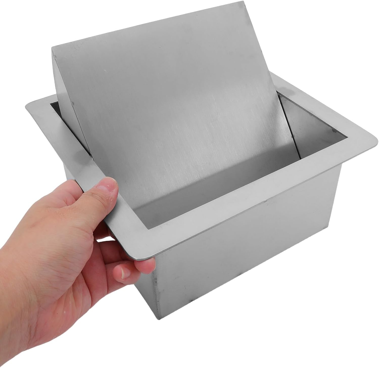 Artibetter Recessed Trash Can Lid Stainless Steel Swing Flap Cover Drop-in Trash Chute Lid Countertop Waste Bin Cover for Kitchen Bathroom Office Use