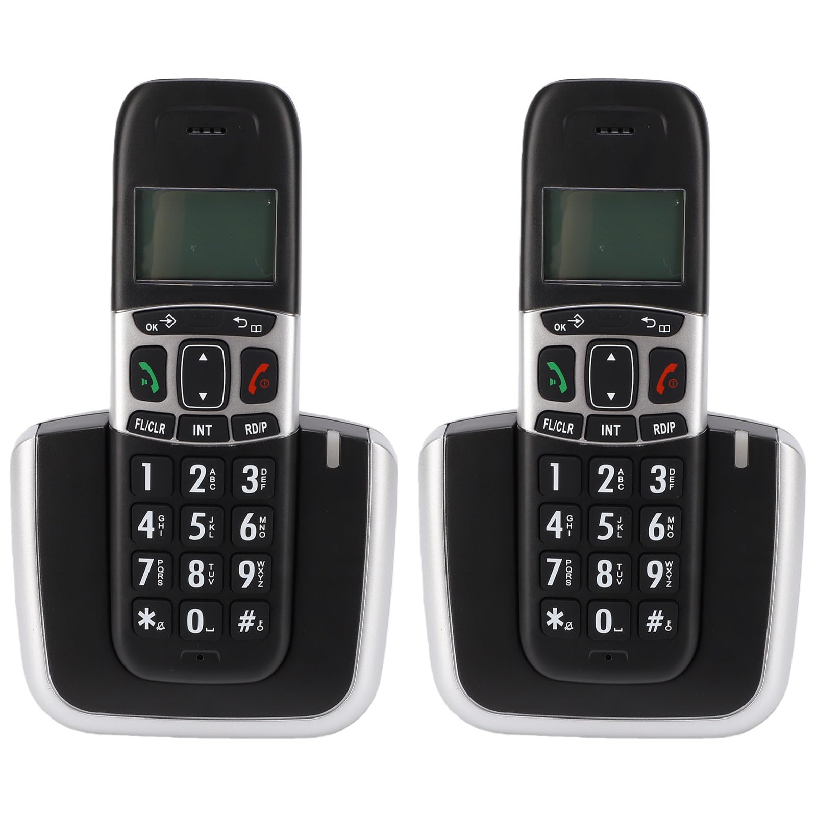 LICAEVEY Telefono Cordless a 2 Ricevitori, DECT 6.0 Full Duplex con Vivavoce, Chiamata a 3 Vie, Telefono Cordless per la Casa con Blocco chiamate. (Spina europea)
