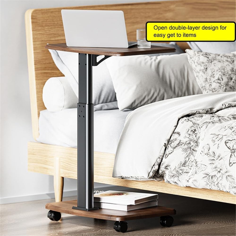 Practical 2-Tier CPU Stand with Wheels, Height Adjustable PC Tower Mobile Laptop Desk Rolling Cart for Home Office