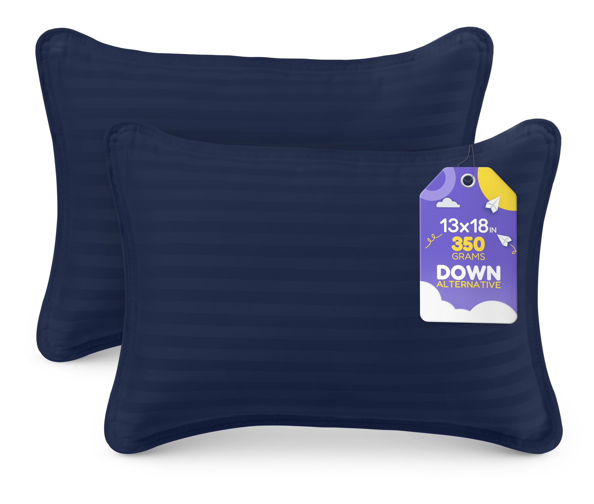 Utopia Bedding Toddler Pillow (Navy, 2 Pack), 13x18 Pillows for Sleeping, Soft and Breathable Cotton Blend Shell, Small Kids Pillow Perfect for Toddler Bed and Travel (Intended for Age 2 and up)