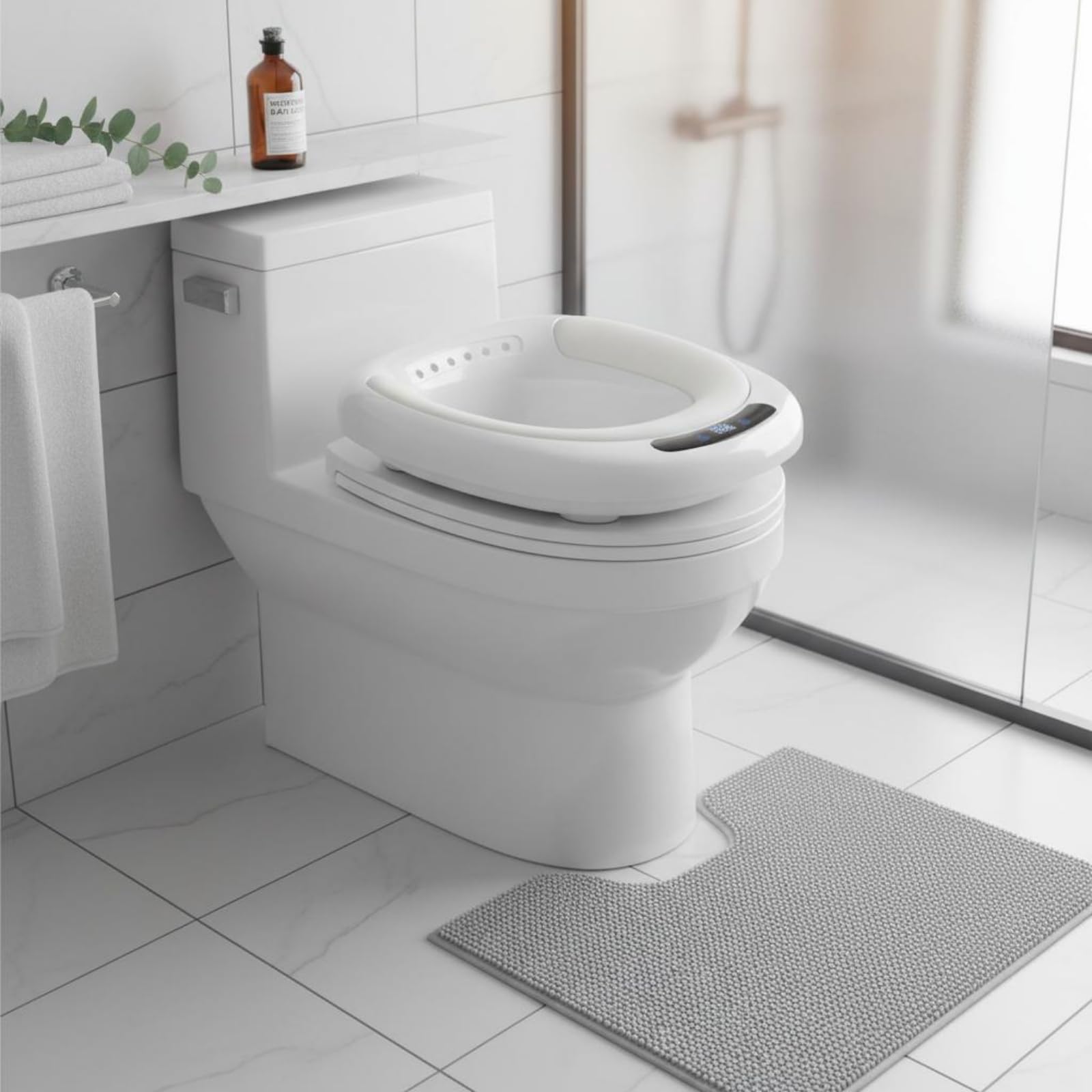 Donna Elettrico per Seduta con Spruzzo Automatico Bacinella per Igiene Intima Lavaggio Detersione Materiale PP PVC Controllo Facile Adatto a Casa, Cammello Caldo, PVC
