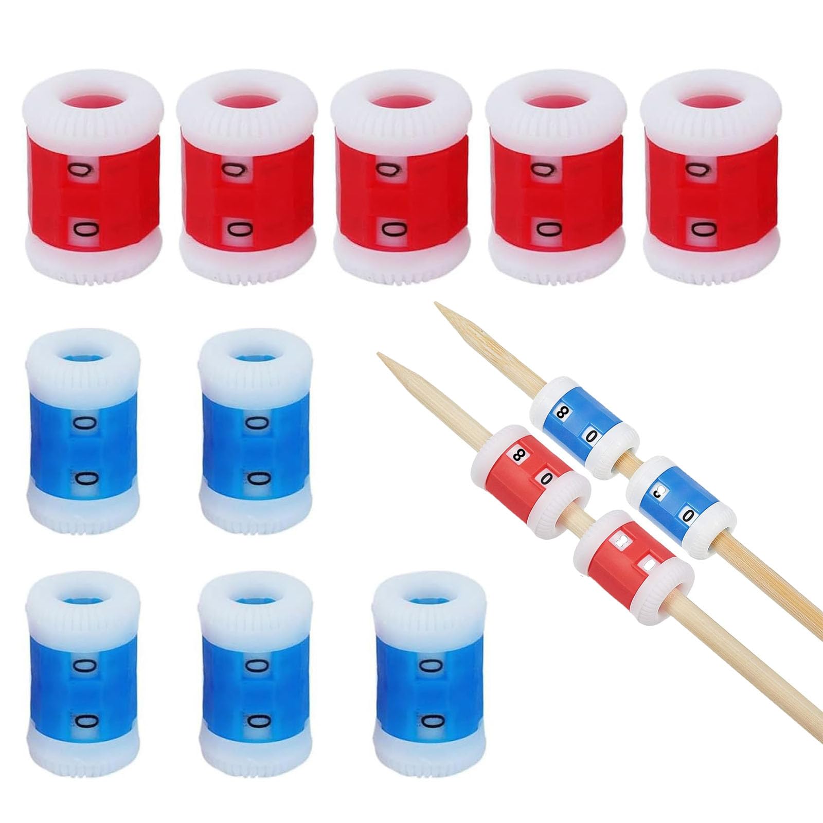 10 Piece Row Counters for Knitting, Knitting Row Counter, 5 Large 0.28 in and 5 Small 0.24 in Plastic Stitch Counter, Knitting Accessories for Knitting and Crochet Craft Project