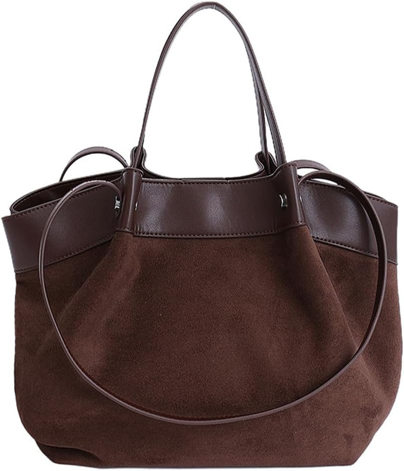 Suede Tote Bag for Women Vintage Velvet Crossbody Large Handbag Slouchy Shoulder Purse