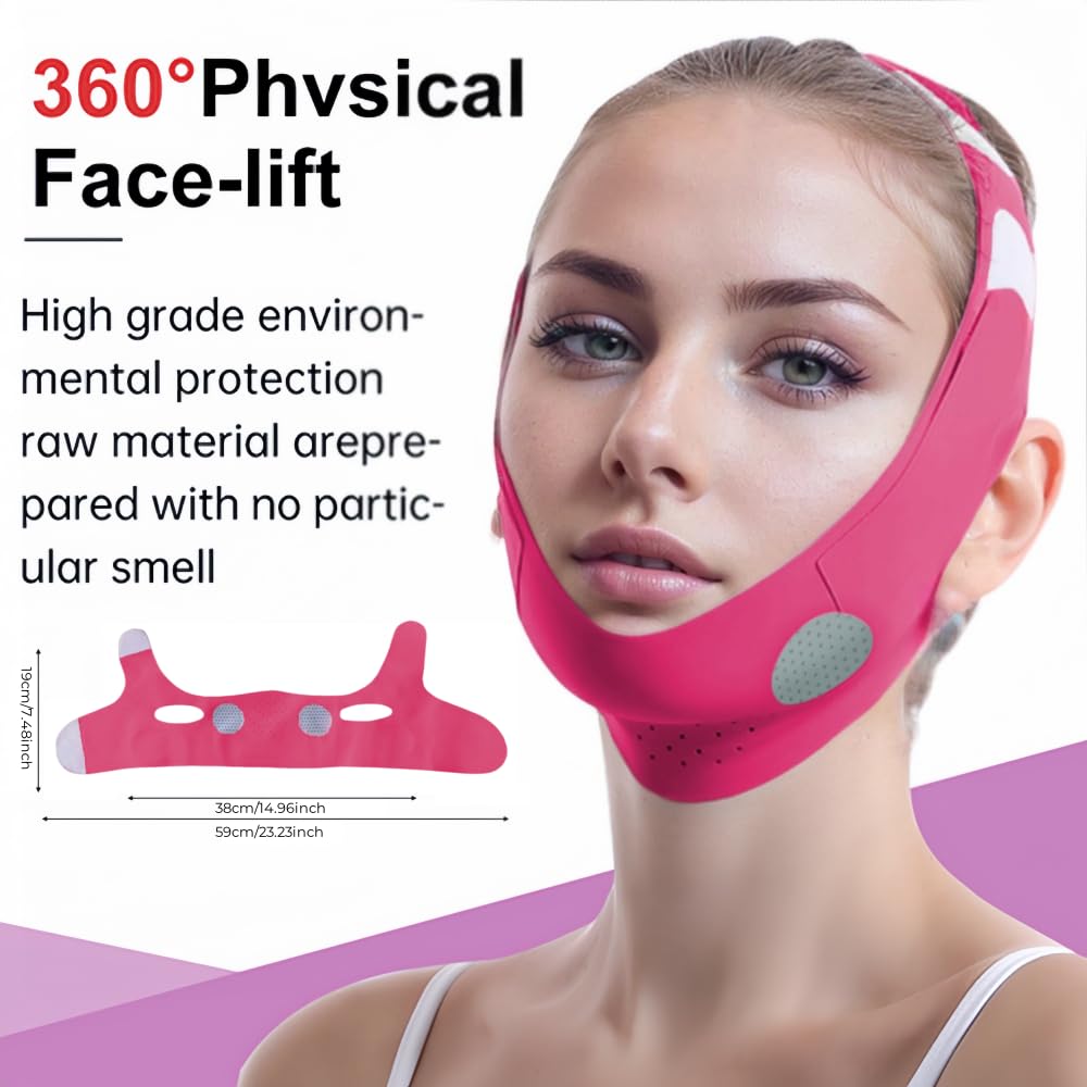 Graphene V-Line Mask Chin Up Mask V Shaped Face Mask Chin Strap for Sleeping,Jawline Shaper,red,Medium - Image 5