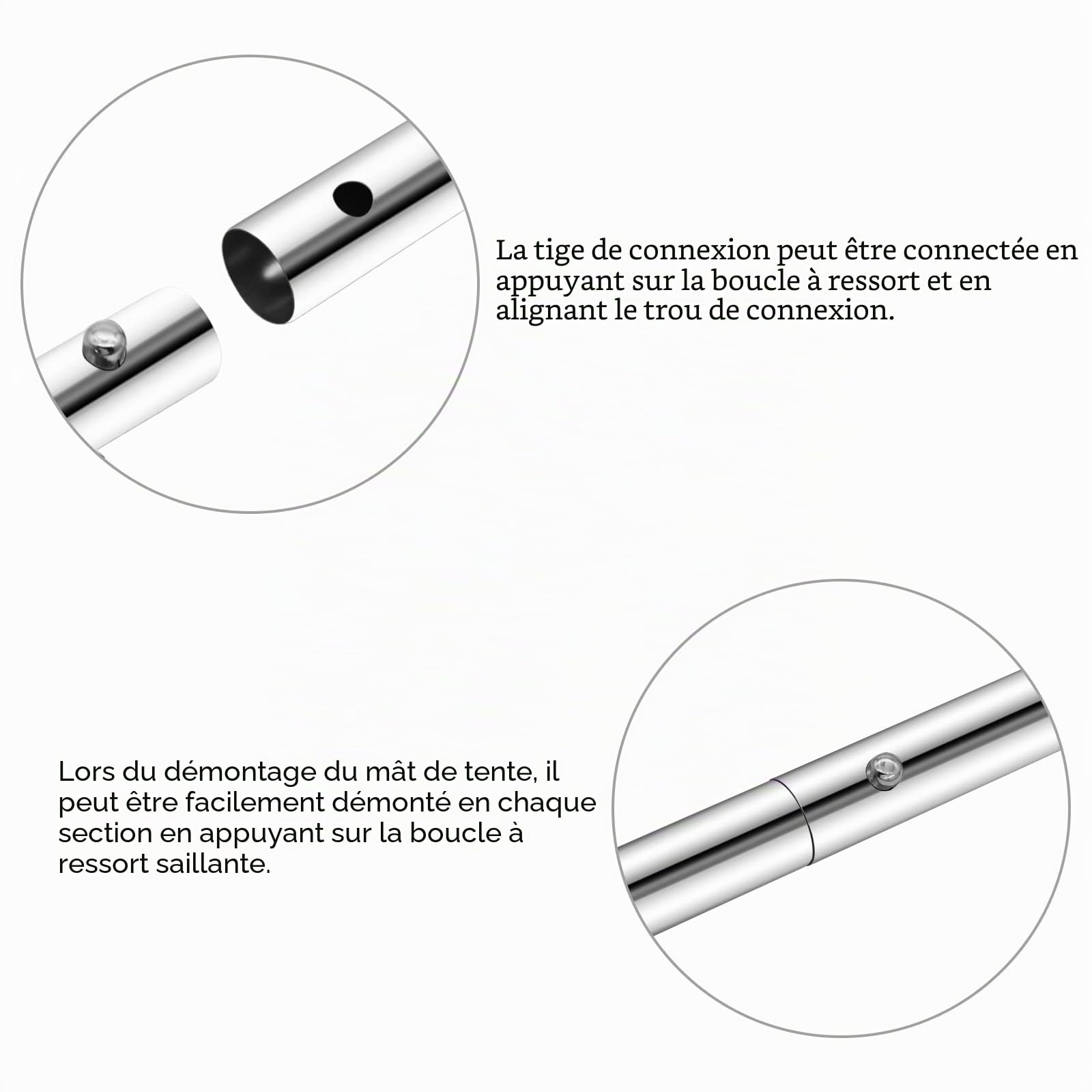 KOMCLUB Lot de 2 Barres de Rechange - avec Sac de Rangement pour Tente - Auvent - Voile d'ombrage