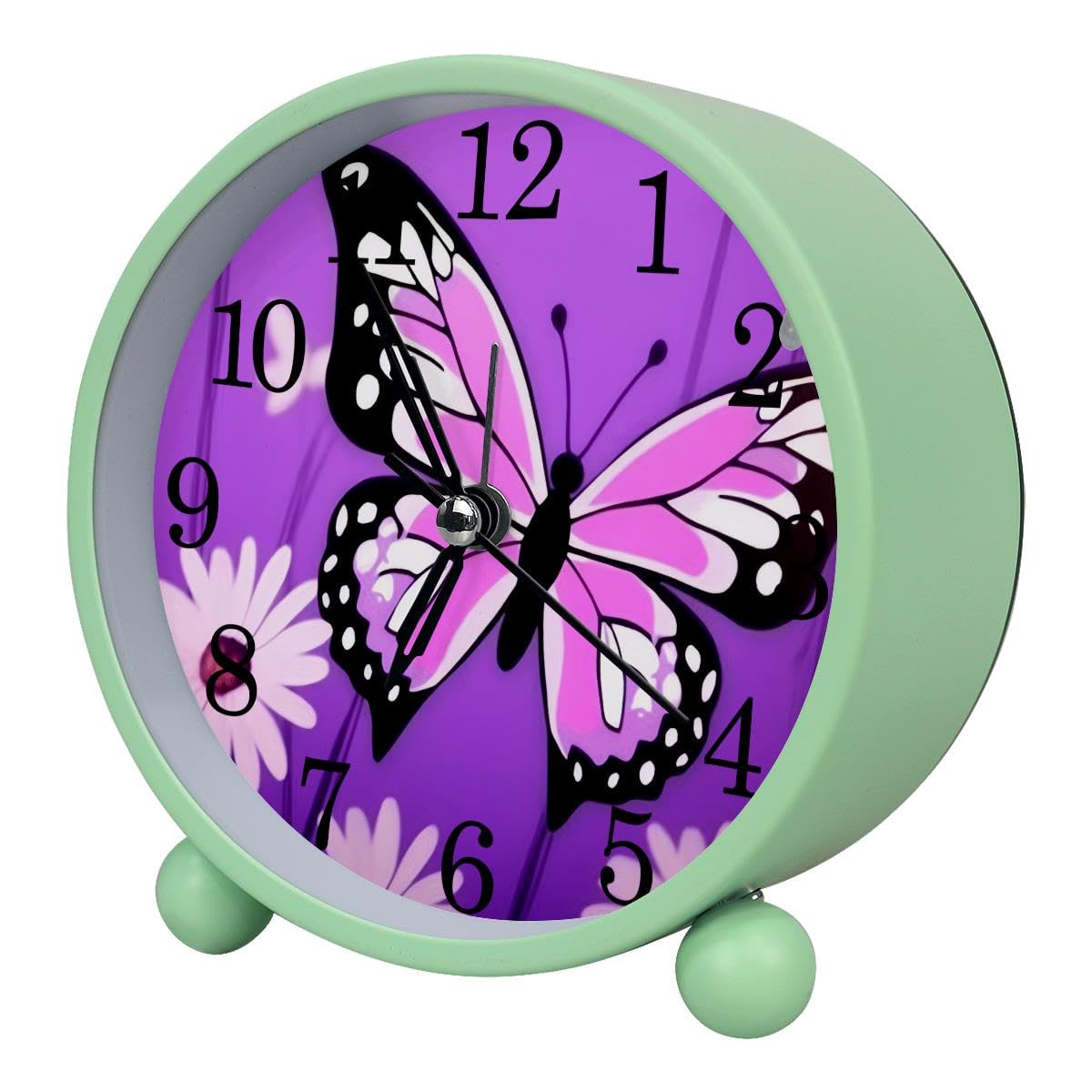Luoweisi Alarm Clock Butterfly, Silent Non-Ticking with Night Light