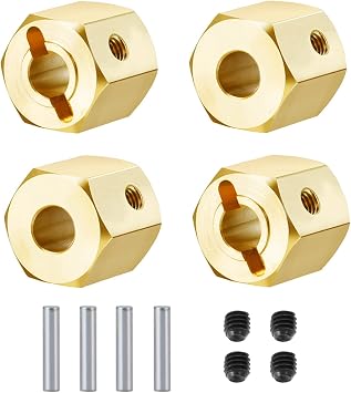 Tsolay 4pcs 8/12mm Brass 12mm Hex Wheel Hub Extended Adapter for Redcat GEN8 1/10 RC Crawler Car Upgrade Parts Modification AccessoriesColor12mm