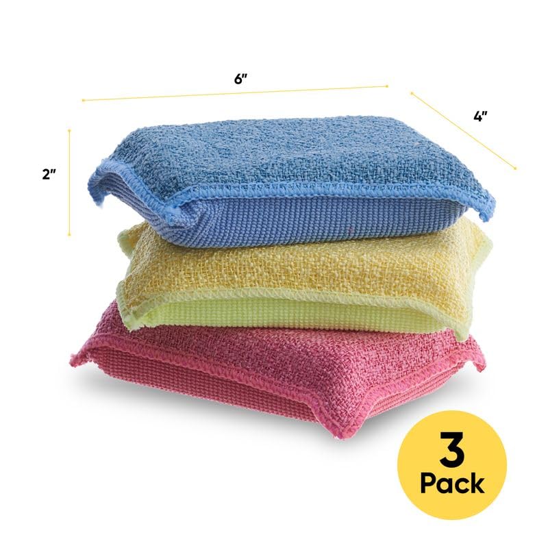 Image of Miracle Microfiber Scrubbing Sponge, Extra Scrubbing Power Kitchen Sponge, Sink, Pot, Pan and Dish Washing, Super Absorbent and Rapid Drying, Multicolor 6-Pack by Superio