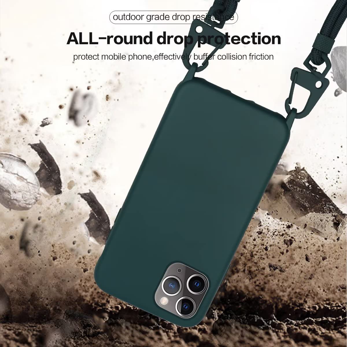 GoodcAcy Custodia Compatibile con iPhone 11 Pro Max, Custodia da Collo per Smartphone,Cover con Cordoncino da Indossare Cordino Laccio Morbido Silicone Necklace Bumper Case - Viola