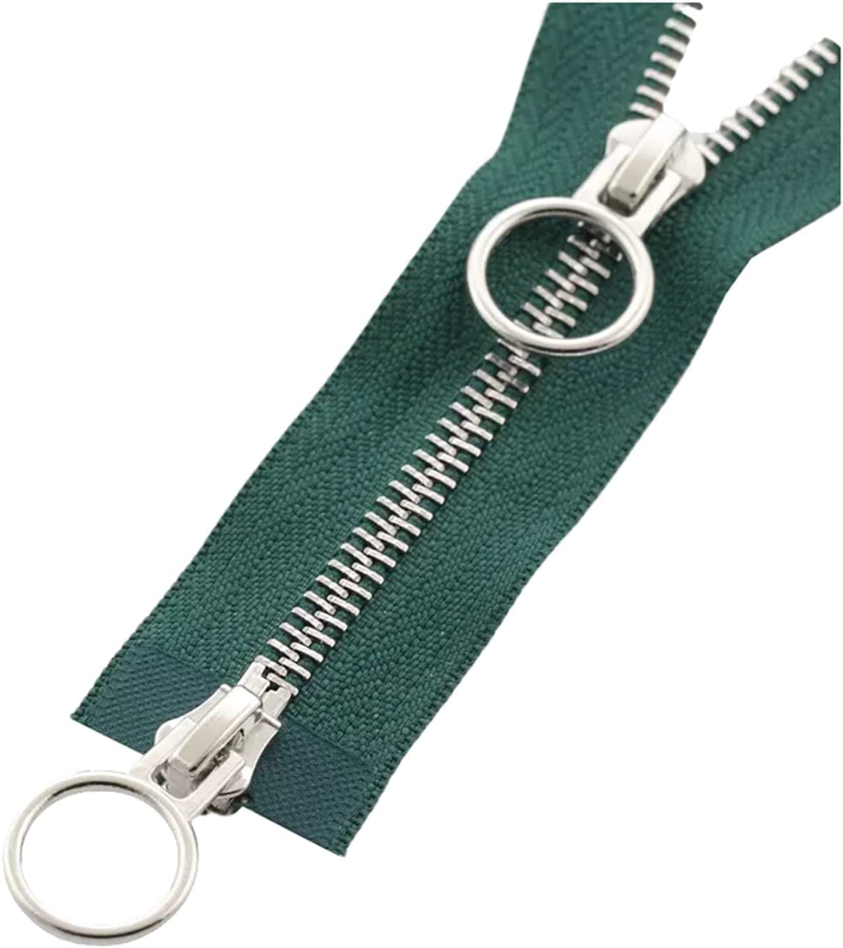 Cremallera metálica con cierre automático de extremo abierto, deslizadores dobles, 5#, for abrigo, chaquetas de plumón, costura, 1 ud.(Green,90cm)