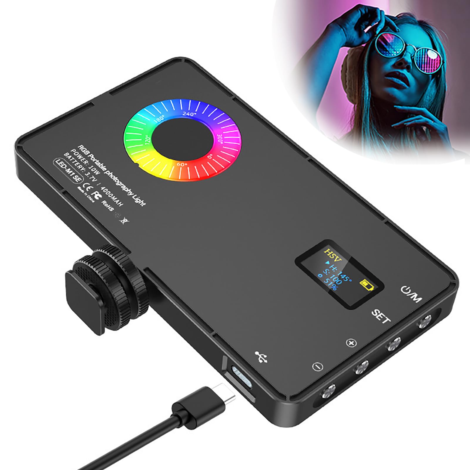Luz de relleno RGB para atmósfera de fondo en retratos creativos