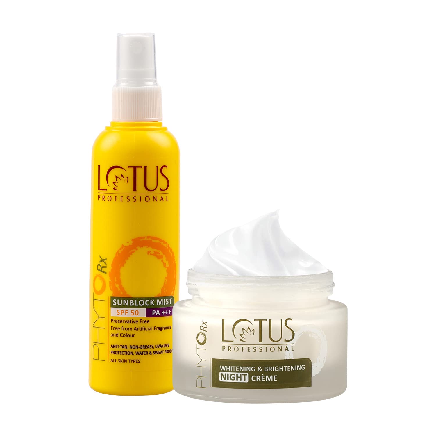 Lotus Professional Summer Brightening Combo | PHYTORx Sunblock Mist SPF 50 (100ml) + PHYTORx Whitening Night Cream (50g) | 150g-image-23