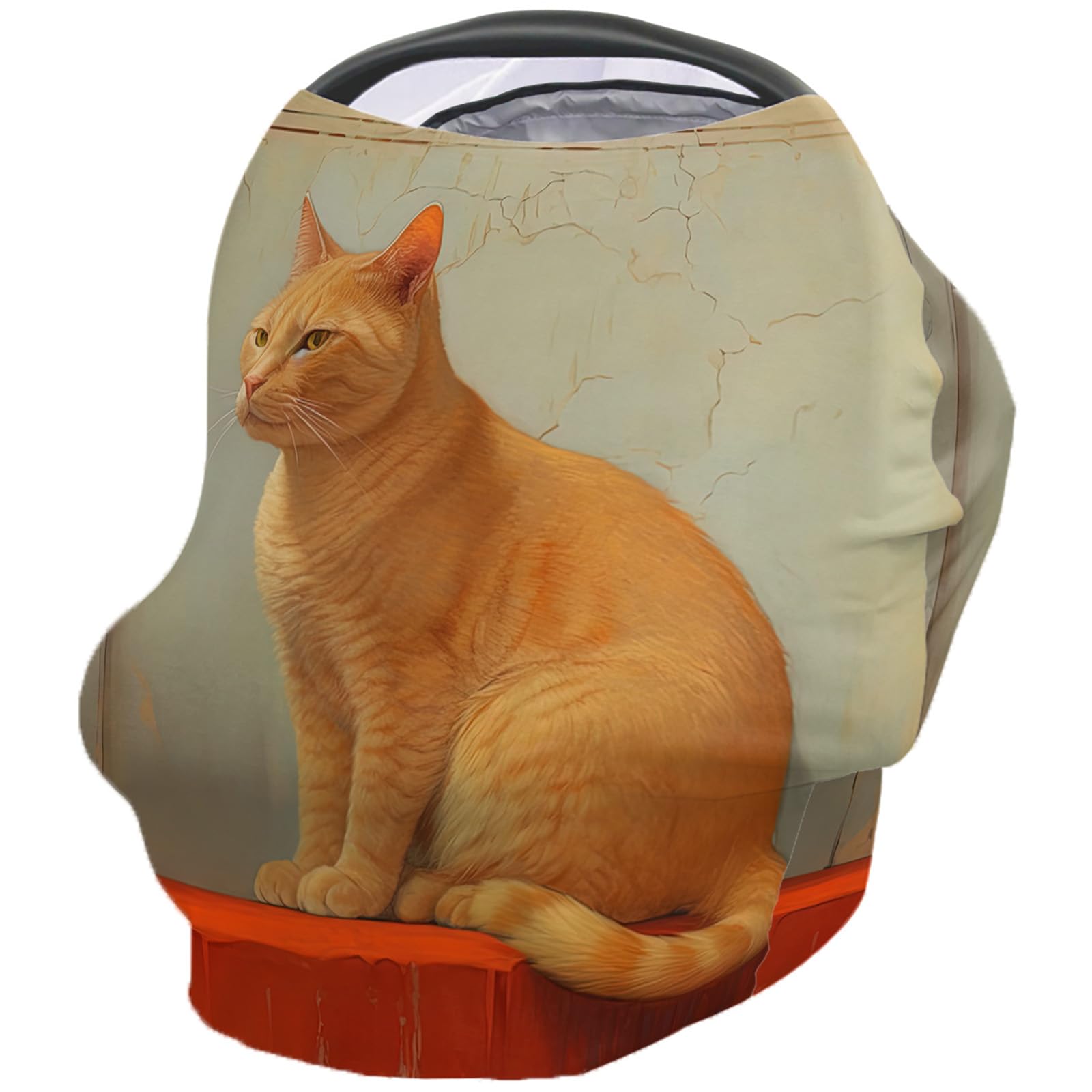Nursing Cover for Breastfeeding Scarf, Yellow Cat Animal Baby Car Covers Super Soft Multi Use for Canopy Shopping Cart Cover Blanket Stroller Cover
