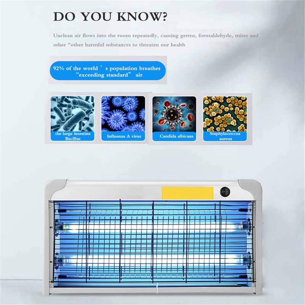 Lámpara desinfectante UV de 20 W, tubo de lámparas UVC para el hogar, luz de esterilización ultravioleta para el hogar, la cocina y el gabinete del baño
