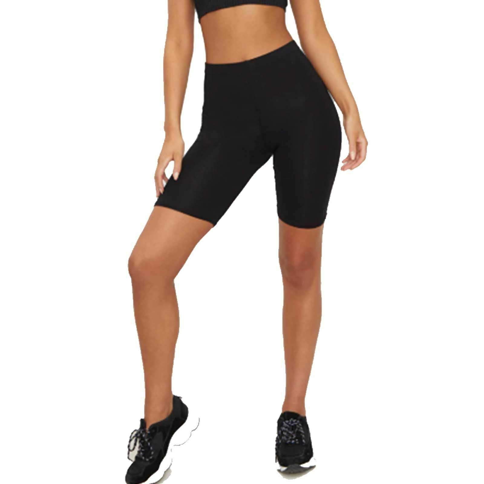 elegance 1234 Ladies Cycling Shorts Stretchy Cotton Above Knee Active Sport Everyday Short Legging (XXL, Black)