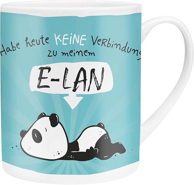 Hope & Gloria 45673 XL Jumbo motyw pandy E-LAN, kawa, porcelana, 60 cl, z banderolą prezentową, niebieska filiżanka