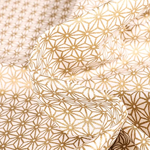 Tissu Coton enduit Saki Or sur fond Blanc - Par 50 cm