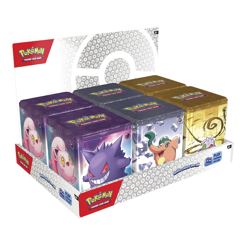 BANDAI Juego de Cartas Pokémon TCG: Stacking Tins Q1 2024 Assort Escarlata y Purpura: Caja Metalica (Español), Juego de Cartas Pokémon: Emprende Tu Viaje como Entrenador, PC50468 Multicolor