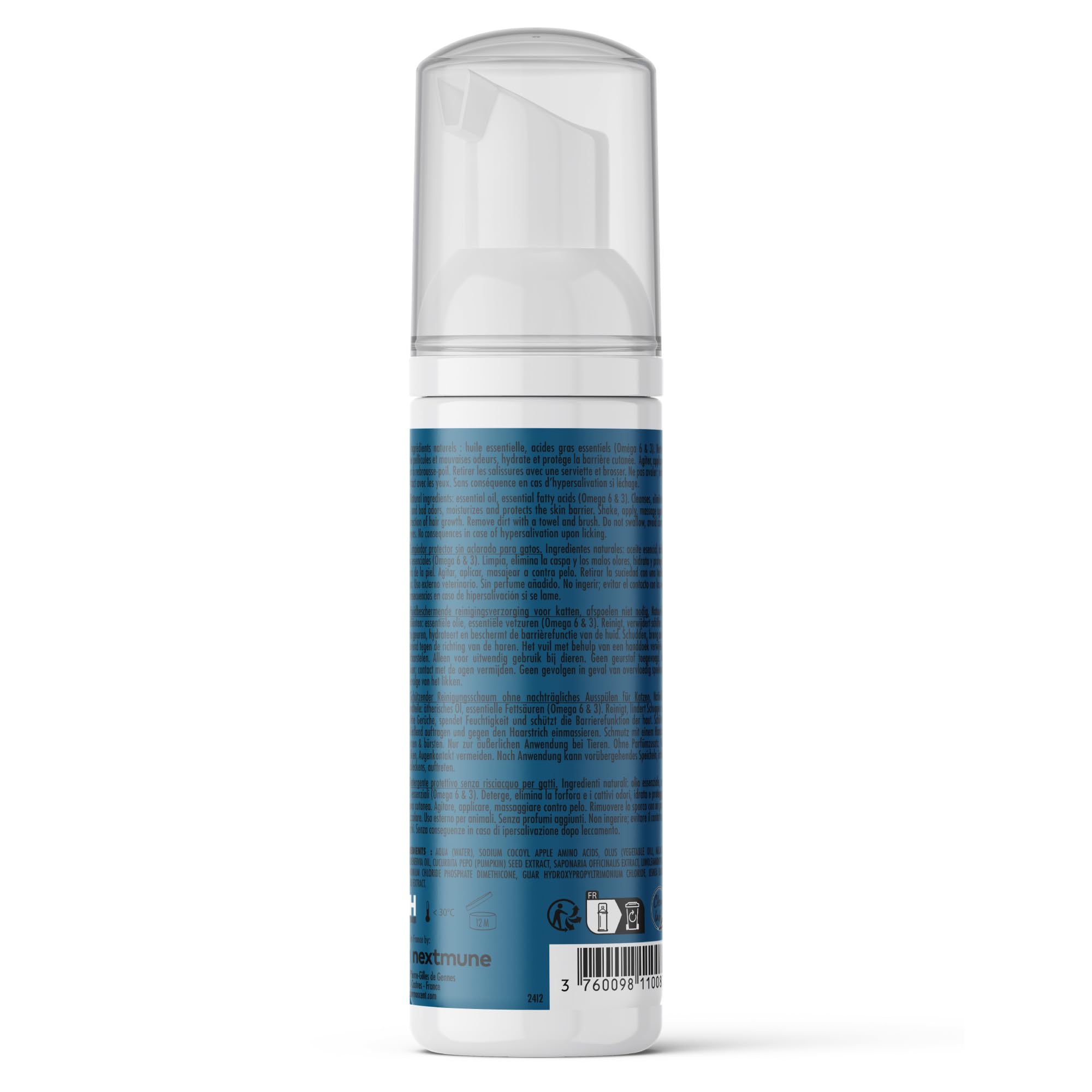 Dermoscent Essential Mousse pour Chat | Soin Nettoyant Protecteur sans Rinçage | 150 ML | Usage Fréquent