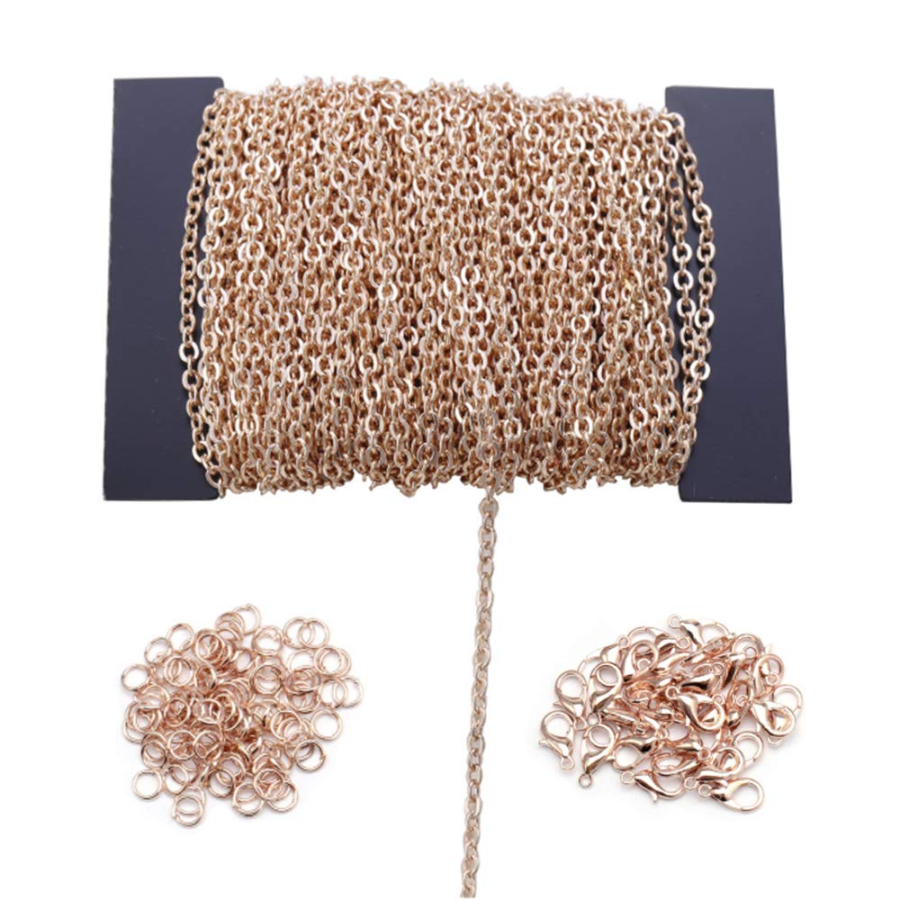 Chaîne DIY 131 Pièces Or Rose - 12m De Chaîne + Fermoirs Et Anneaux - Zasiene