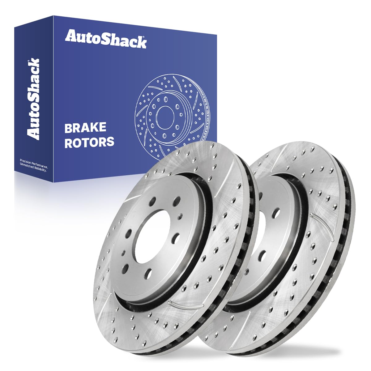 AutoShack Front Vented Drilled and Slotted Rotors