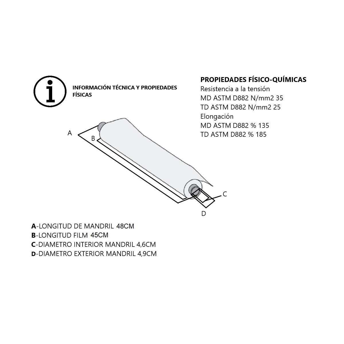 FILM transparente alimentario [PACK 3 ROLLOS 45 cm x 300 m] mayor resistencia y autoadherencia, ideal para la conservación de alimentación, fruta, verdura, bollería, pescado, embutido, carne.