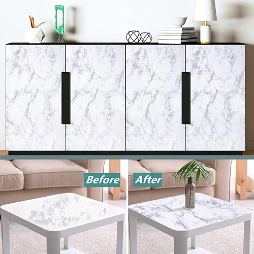 Miniatura 9 de Arthome Papel de contacto de mármol para despegar y pegar, 17 x 240 pulgadas, película de vinilo decorativa autoadhesiva impermeable para mesa,