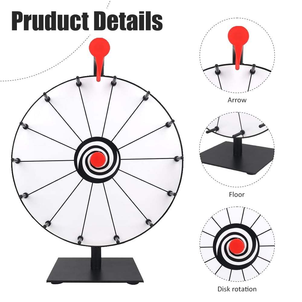 Ruota della Fortuna, 14 Slot Ruota Girevole per Premi, 30 cm Acrilico Ruotas Premio da Tavolo Spinning con Gomma e Pennarello, Gioco Ruotas della Fortuna per Feste,Pub,Carnevale,Bianco Nero