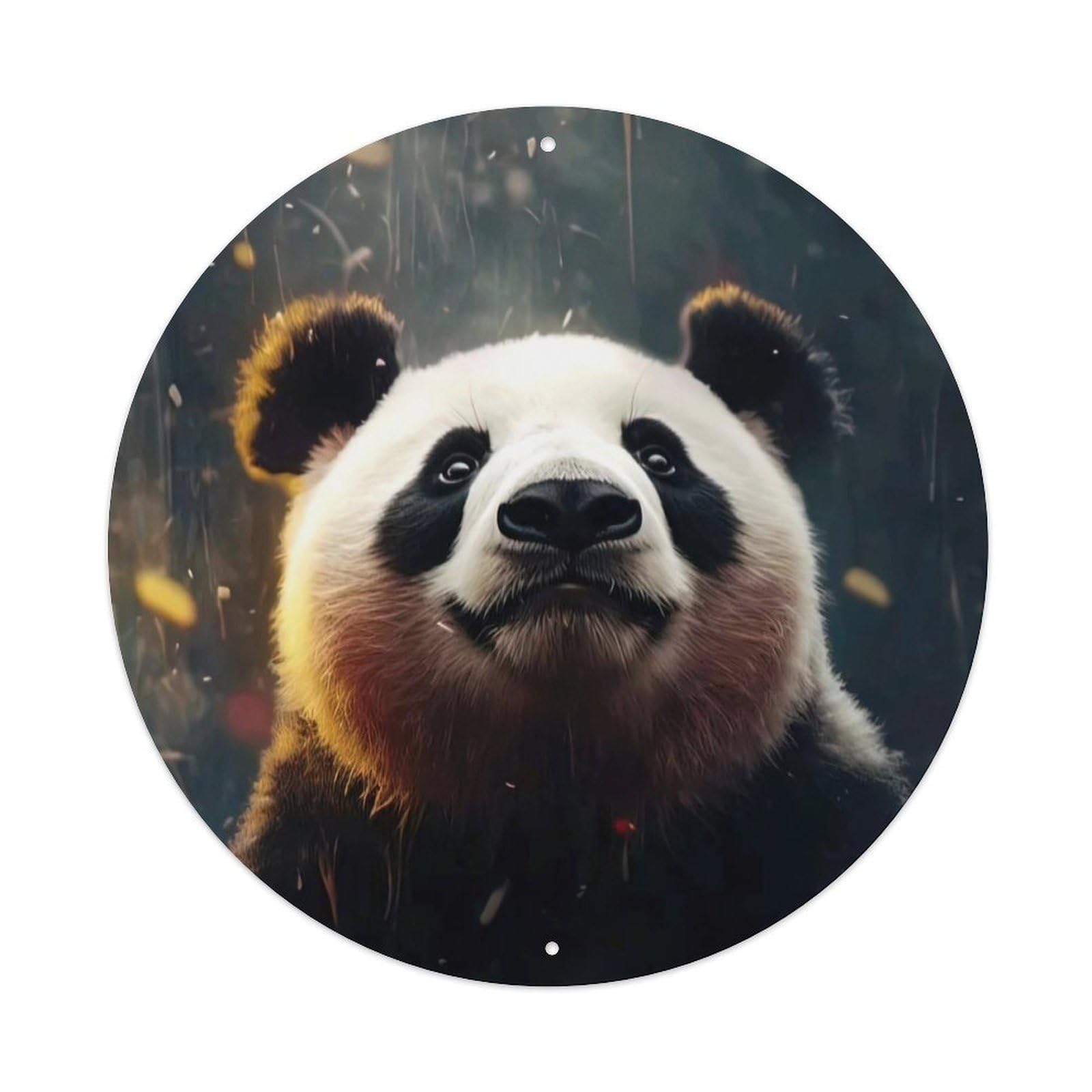 Animal Panda Looking Up at The Sky Metal Tin Sign