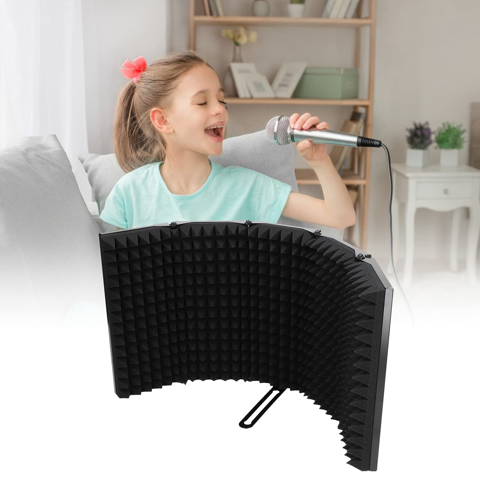 Shanrya Mikrofon 5-Panel-Popfilter, Gesangskabine Mikrofonisolierungsabdeckung Musikaufnahmegerät für Mikrofonständer für Studio