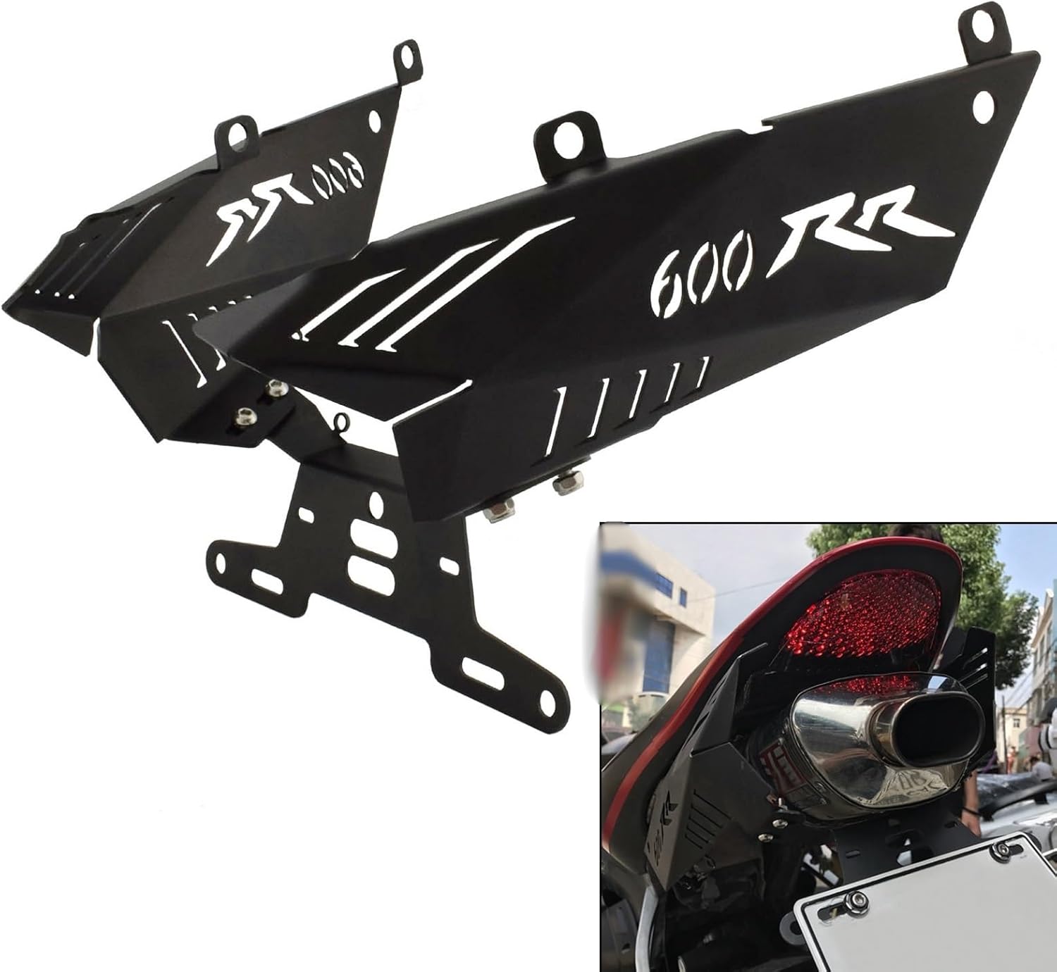 For Hon&da CBR600RR F5 2007-2012 Motorcycle License Plate Frame Short Tail Bracket License Plate Frame Exhaust Guard Motorcycle