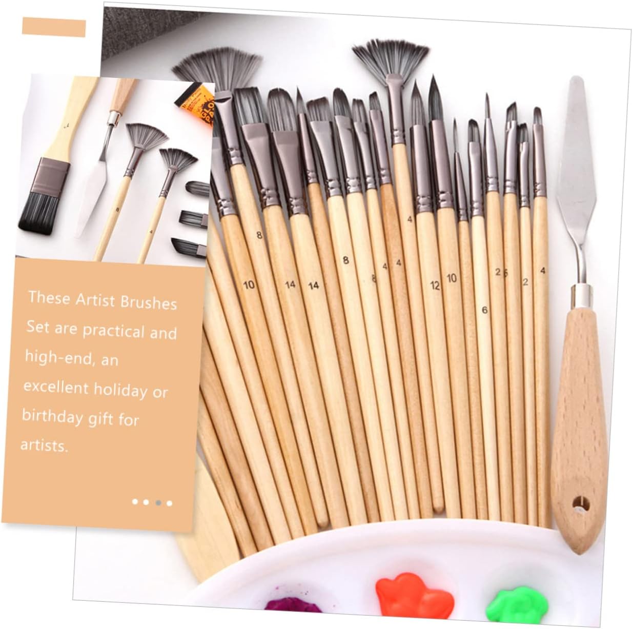 Watercolor Painting Tools 24pcs Brush Set Nylon Paintbrushes for Acrylic Oil Art Student Accessories