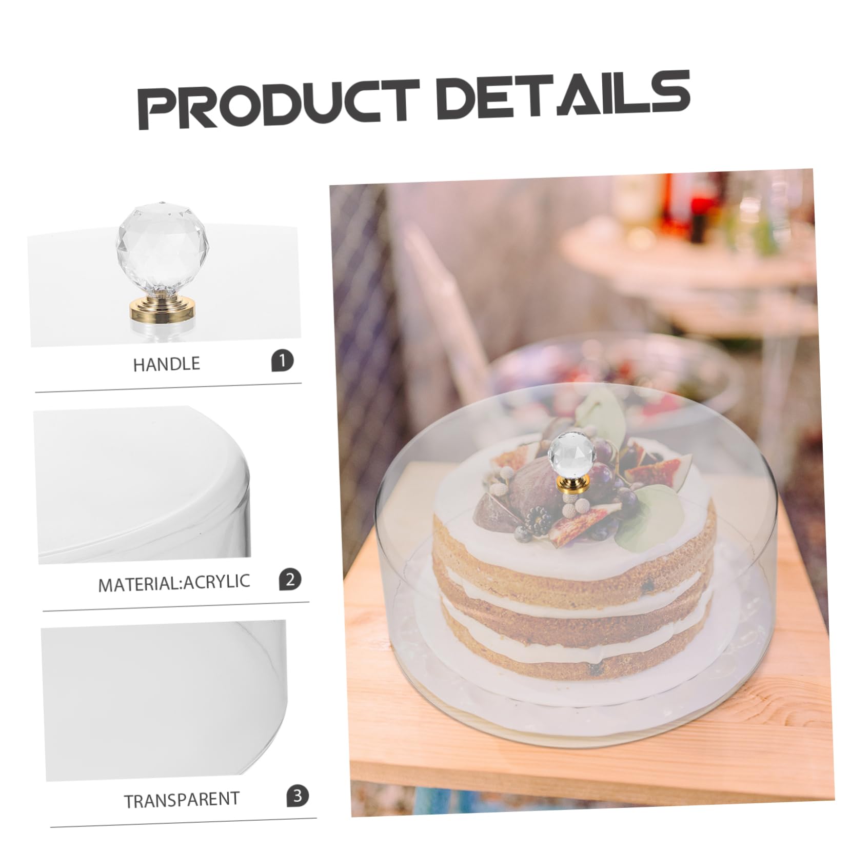 COLLBATH Cubierta de Pastel Acrílica Mango, Cubierta de Alimentos Transparente para Muffins y Galletas, Protector de Postres para Cumpleaños y Tiendas de Pasteles