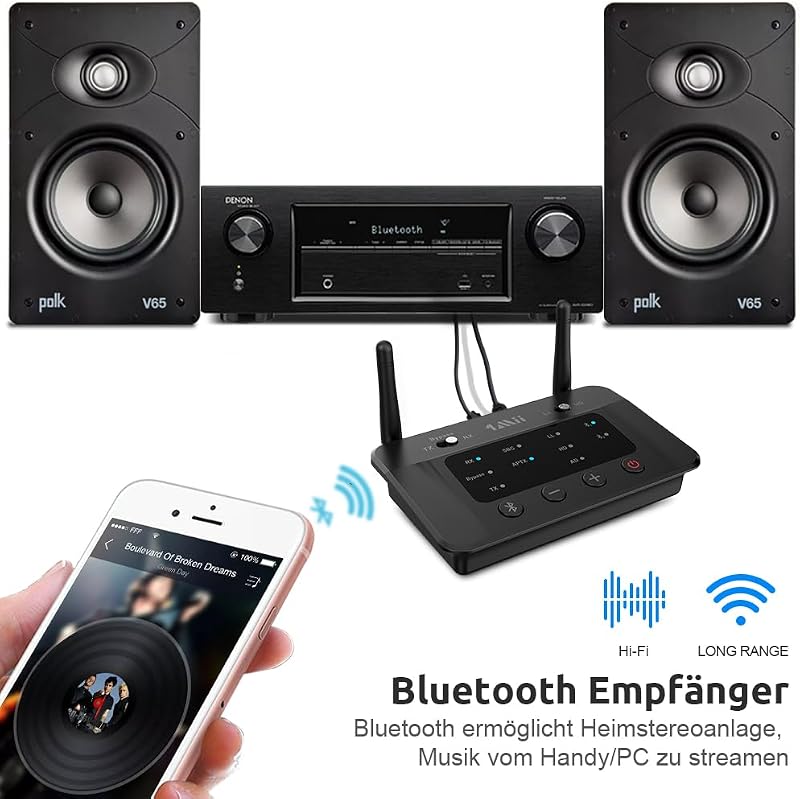 1Mii B03 Bluetooth 5.3 Adó-Vevő TV-hez, aptX HD, Optikai/AUX/RCA, 2 Fejhallgatóhoz
