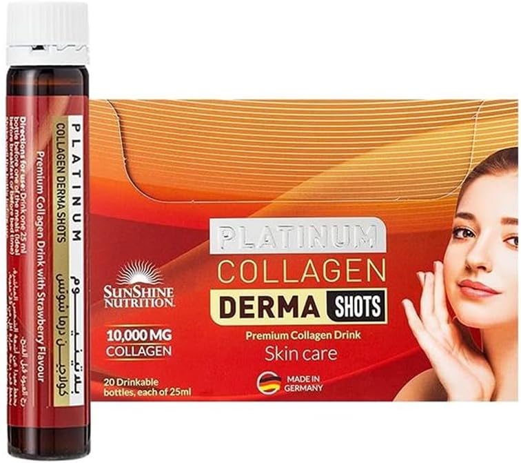 Platinum Collagen Derma Shot (20 Bottles X 25 Ml Each) | Premium Collagen Drink For Skin Care | Strawberry Flavor