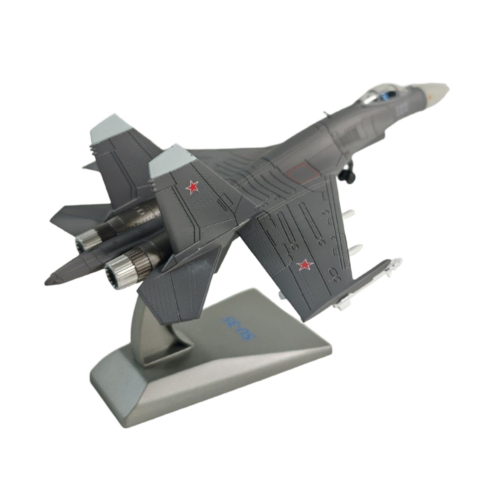 1/100 Scale Diecast SU 35 Fighter Plane, Simulated Aircraft Model with Display Base, for Bar, Cafe,