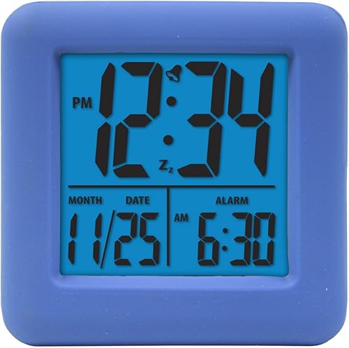 Equity by La Crosse 70905 Reloj despertador con visualización LCD, azul, cuadrado