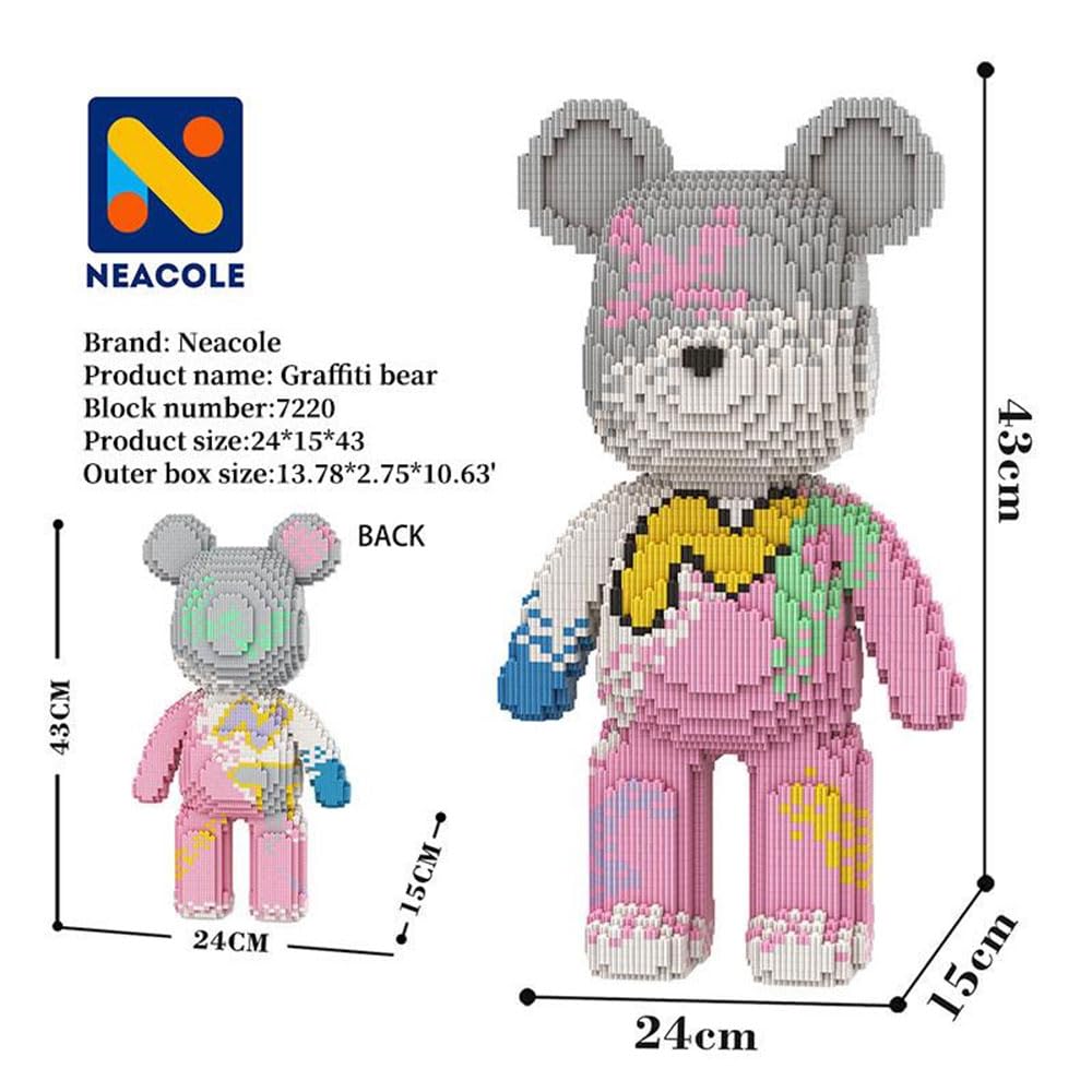 Bloques de construcción en forma de oso (7220 piezas) - 43/46 cm - Bloques de construcción en micro 3D para animales adultos y niños - Decoración para el hogar y la oficina - Regalos - 2