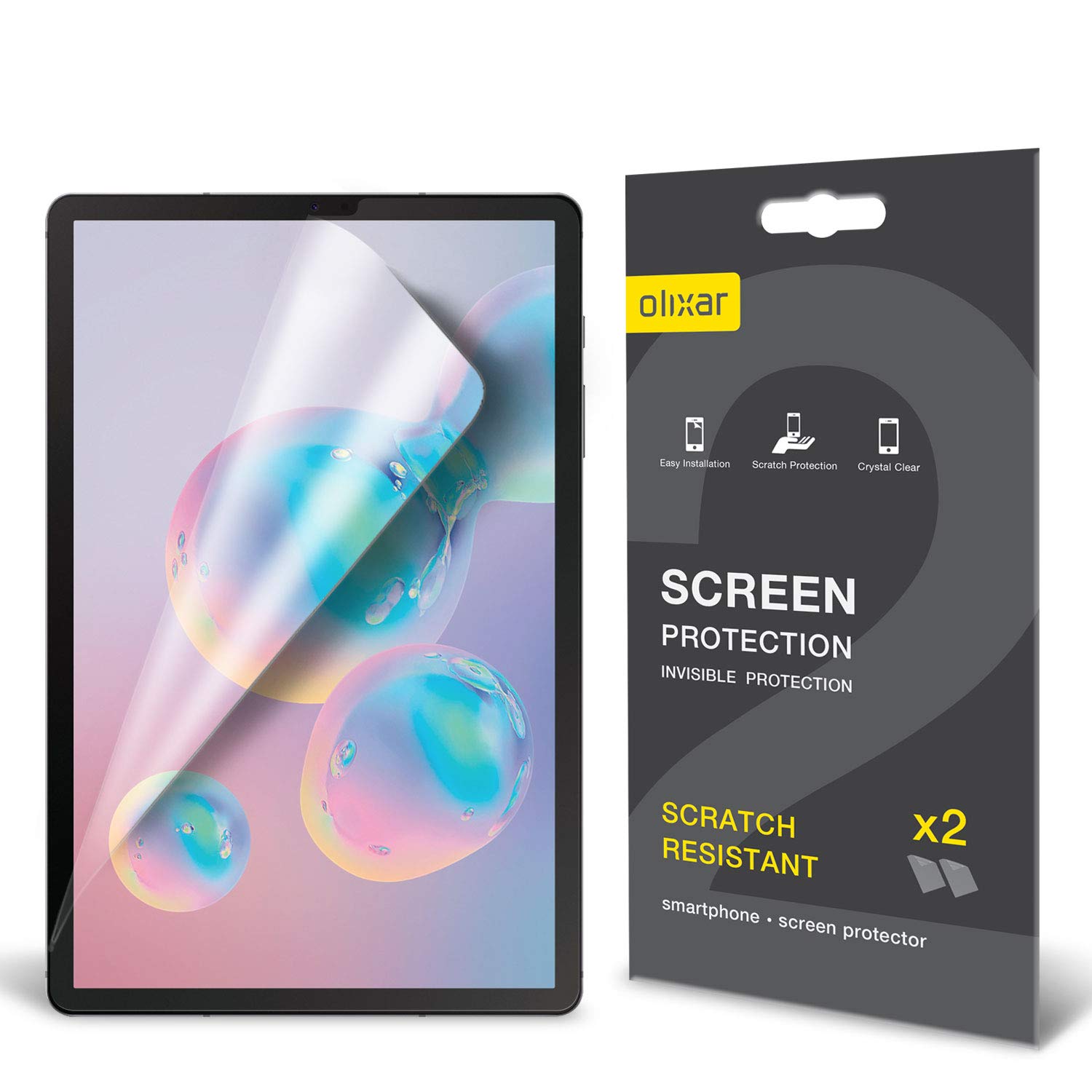 Olixar for Samsung Galaxy Tab S6 Screen Protector Film Protection Case  Friendly Easy Application Card and Cleaning Cloth Included Pack