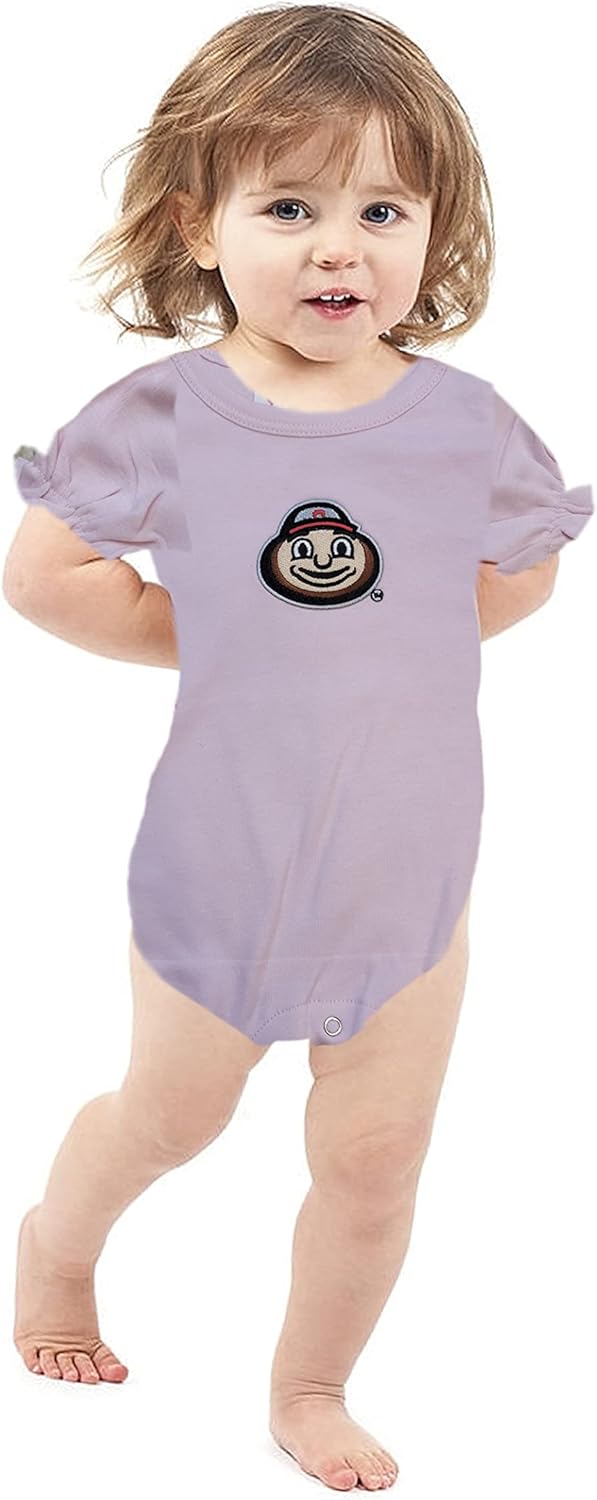 Two Feet Ahead Newborn Ruffle Sleeve Baby Girl Romper Bodysuit Creeper Onesie College Licensed : Sports & Outdoors