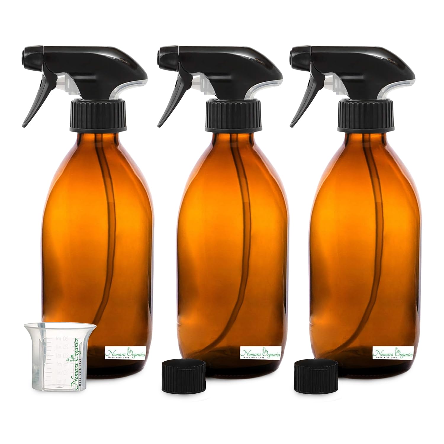Nomara Organics Amber Glass Spray Bottles 300mL, 3 Pack- BPA Free