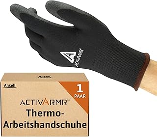 Ansell ActivArmr 97-631, Thermo-Handschuhe, Kältebeständige Arbeitshandschuhe Winter mit PVC-Beschichtung, Nylon Handschuhe für Griff und Fingerfertigkeit, Sicherheitshandschuhe, 1 Paar, Gr. L