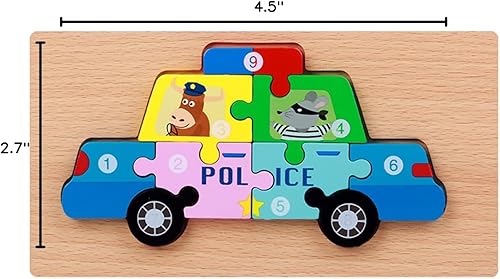 Miniatura 7 de Rompecabezas de coche de policía para niños de 3 a 5 años  Rompecabezas de madera de 1 a 3 años de regalo de cumpleaños para niños y niñas