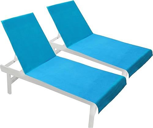 COTTON CRAFT Funda para silla de piscina – Paquete de 2 – 100% algodón – Toalla de rizo suave hilado en anillo para spa – Funda para silla de playa
